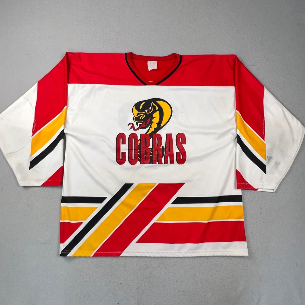 VTG Cobras Hockey Jersey Mens XL Harrelson 32 Mesh Vneck Athletic Knitting
